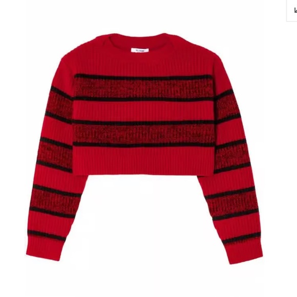 RE/DONE Cropped Striped sweater Red Black ribbed knit wool $395 M - Picture 2 of 9